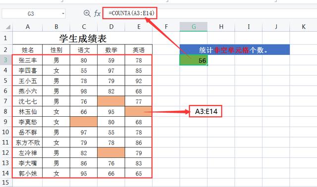 wps函数公式大全及使用方法（WPS表格中5个常用的统计函数）(3)