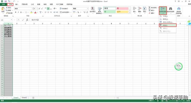EXCEL下拉选项怎么设置（Excel表格设置下拉选项并进行筛选的方法）(6)